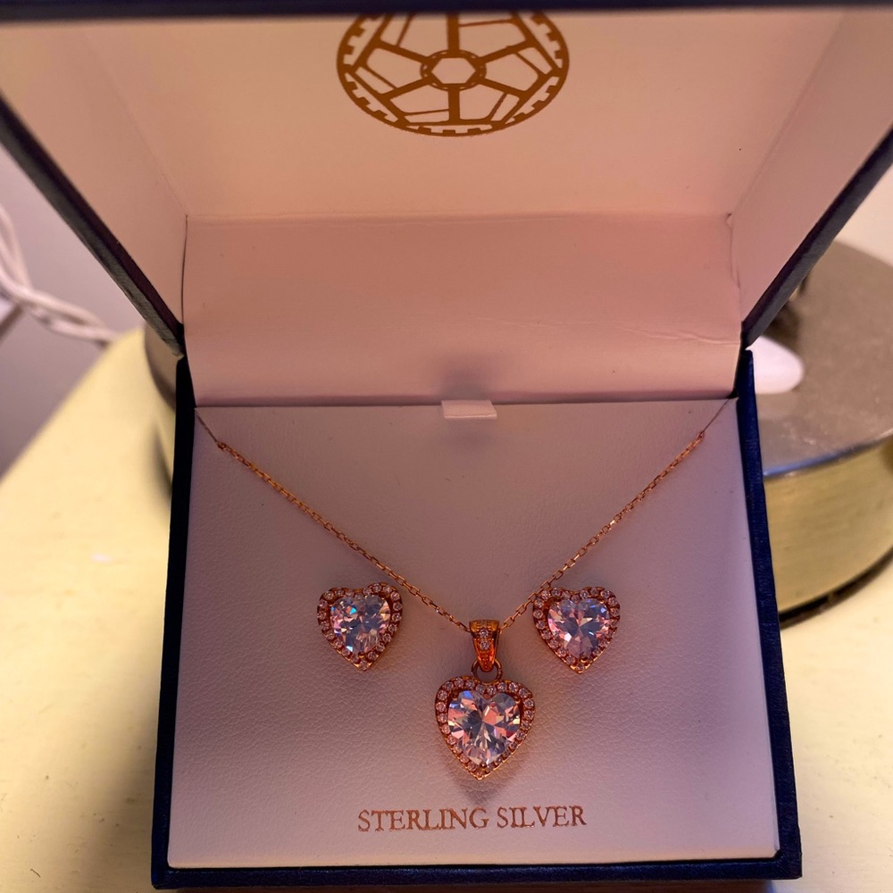 Brand New Heart Earring and Necklace Set